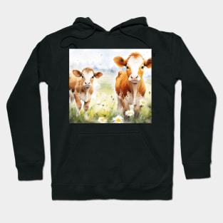 Calves in a Field of Daisies Hoodie